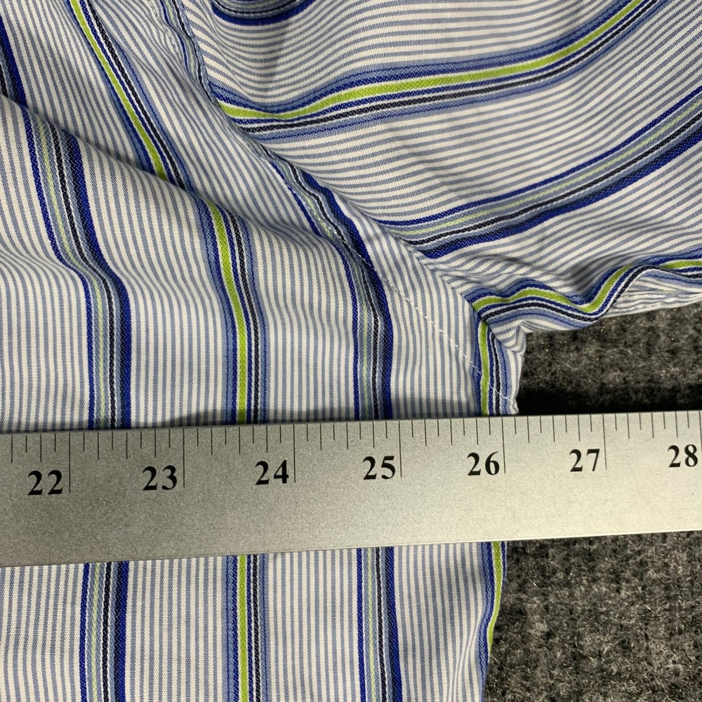 Alan Flusser Shirt Mens XL Blue Striped Cotton Button Down Long Sleeve Luxury - Picture 10 of 12